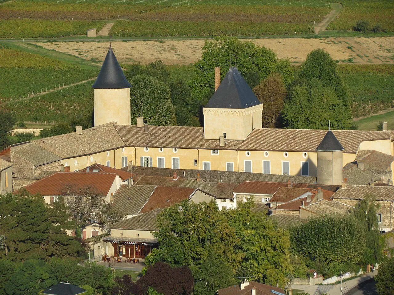 Chateau de Saint Lager: les façades et les toitures du donjon et de la tour ronde